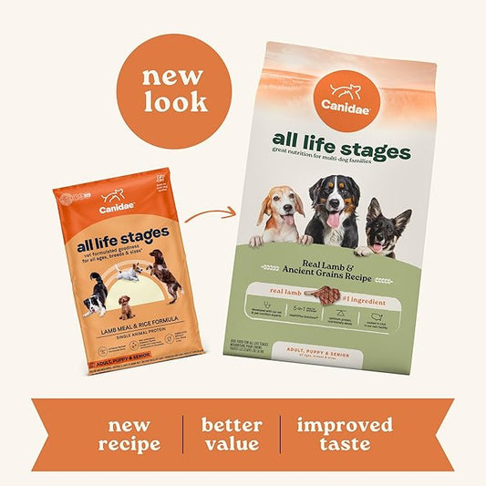 Canidae All Life Stages Real Lamb & Ancient Grains Recipe – High Protein Premium Dry Dog Food for All Ages, Breeds, and Sizes– 5 lbs. - PAWPICO