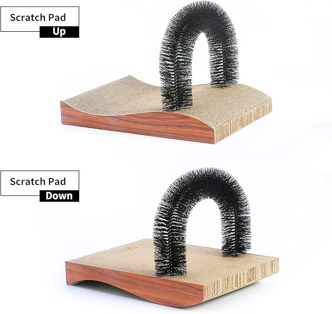 FUKUMARU Cat Self Groomer, 2.0 Version Cat Arch Face Scratcher with Scratcher Pad, Cats Back Grooming Massager Toy Brush for Indoor Kitten and Small Dog - PAWPICO