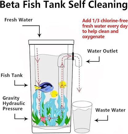 My First Fish Tank™ 1 Gallon Mini Small Fish Tank, Easy Maintenance, Self Cleaning-no Need Power, No Noise, with LED Light, Beautiful White Pebbles, Perfect Starter Kit for Kids ODOTTAA