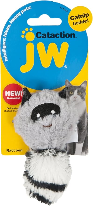 JW Pet Company Catnip Toys - Catnip Infused Plush Racoon Cat Toy - PAWPICO
