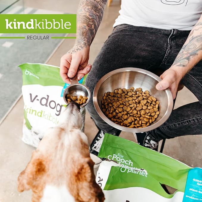 V-dog Vegan Kibble Dry Dog Food (24 LB) | Plant Based Protein with Added Taurine for Sensitive Stomach and Skin | Adult Dog Food | Vegetarian Superfood | Made in US - PAWPICO