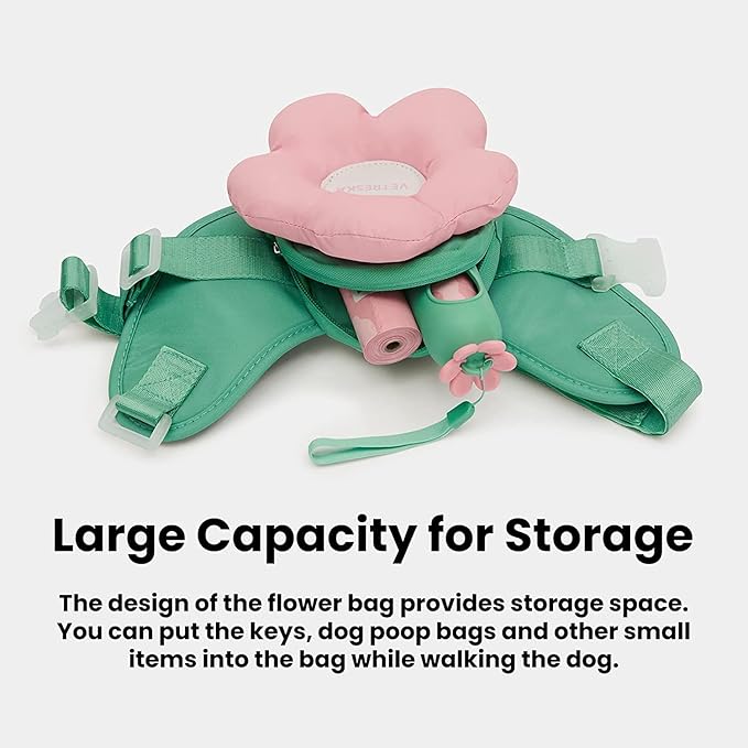 VETRESKA Flora Dog Harness, Leash and Collar Set, No Pull Dog Vest Harness for Walking and Training, Adjustable, Easy Control and Soft Padded Pet Harness and Backpack for Small Medium Large Dogs, L VETRESKA