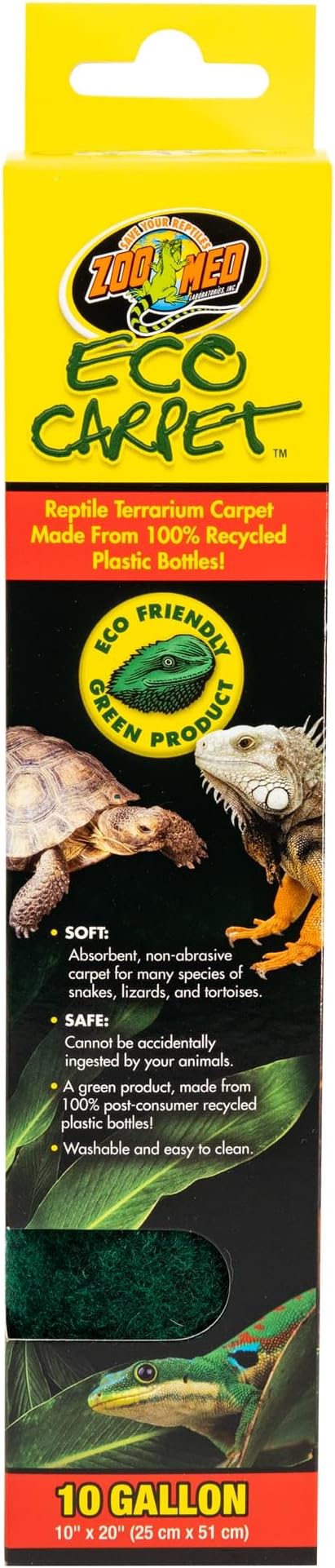 Zoo Med Green Eco Carpet 20" L X 10" W 10 Gallon ZooMed