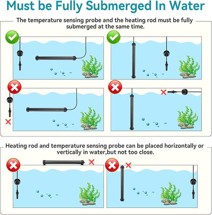 hygger Marine Aquarium Heater 200W,Titanium Heater with Digital LED Controller & Temperature Probe,Submersible Fish Tank Heater with Temperature Calibration,for Saltwater Freshwater Tank 30-40Gallon hygger