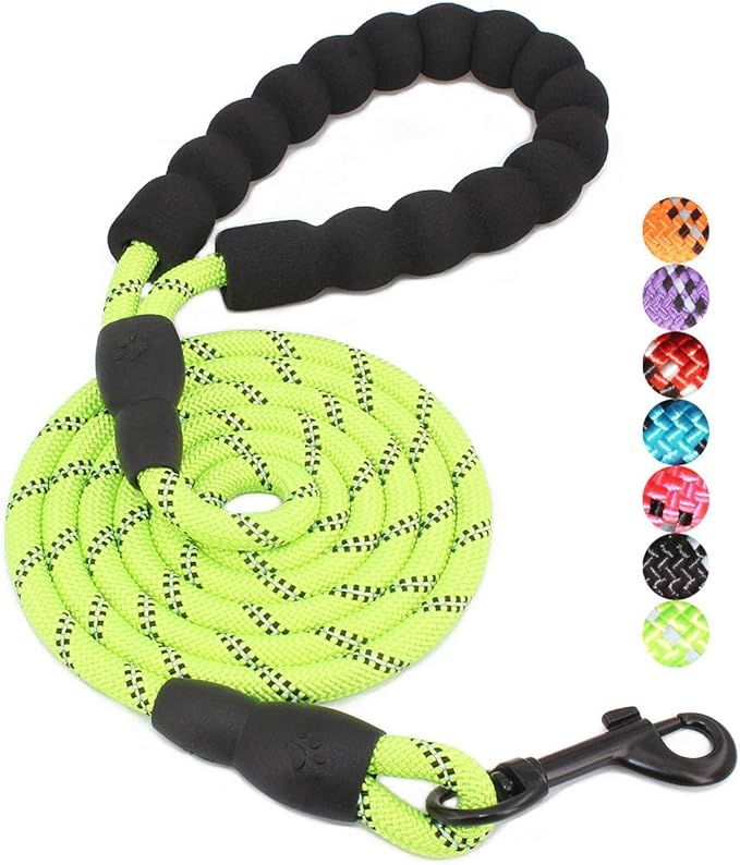 BAAPET 2/4/5/6 FT Dog Leash with Comfortable Padded Handle and Highly Reflective Threads for Small Medium and Large Dogs (5FT-1/3'', Green) BAAPET