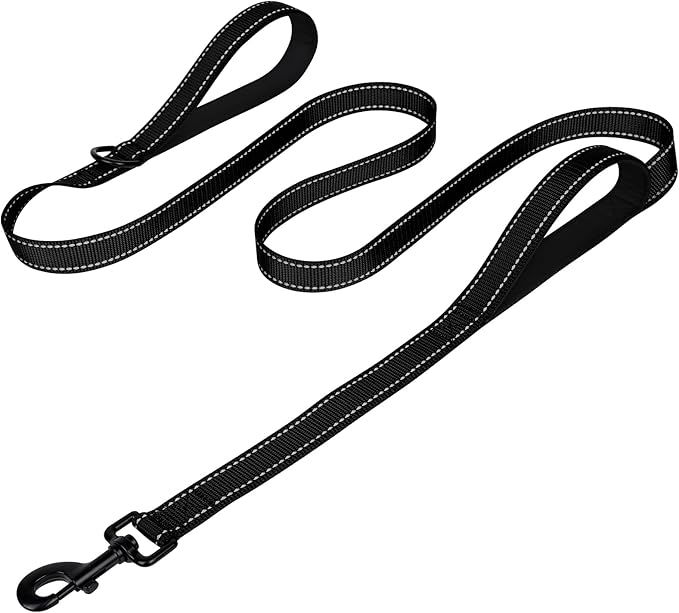 Joytale Dog Leash Heavy Duty for Large Dogs That Pull, Double Handle for Traffic Control, Double-Sided Reflective Leashes for Large Medium Dogs Night Safety, 5FT, Black Joytale