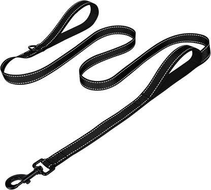 Joytale Dog Leash Heavy Duty for Large Dogs That Pull, Double Handle for Traffic Control, Double-Sided Reflective Leashes for Large Medium Dogs Night Safety, 5FT, Black Joytale