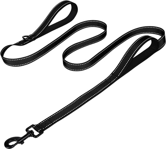 Joytale Dog Leash Heavy Duty for Large Dogs That Pull, Double Handle for Traffic Control, Double-Sided Reflective Leashes for Large Medium Dogs Night Safety, 6FT, Black Joytale
