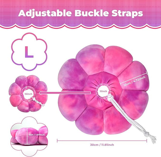 Flower Cat Cone, Uadonile Adjustable Cat Cone Collar, Soft Dog Elizabethan Collar Recovery E Collar After Surgery, Recovery E-Collar for Kittens/Puppies and Cats Recovery(Tie-dye Rose Purple, L) Uadonile
