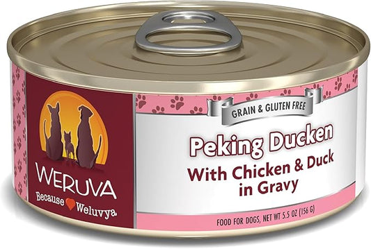 Weruva Classic Dog Food, Peking Ducken with Chicken & Duck in Gravy, 5.5oz Can (Pack of 24), Multi - PAWPICO