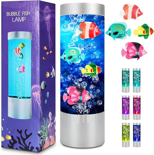 Bubble Fish Lamp, Sensory Bubble Tube Lamp, Artificial Fish Tank with Moving Fish, to Light Up Your Life Like a Lamp, Fish Tank Light and Aquarium Lamp, Excellent Gift for Kids & Adults SHTALHST
