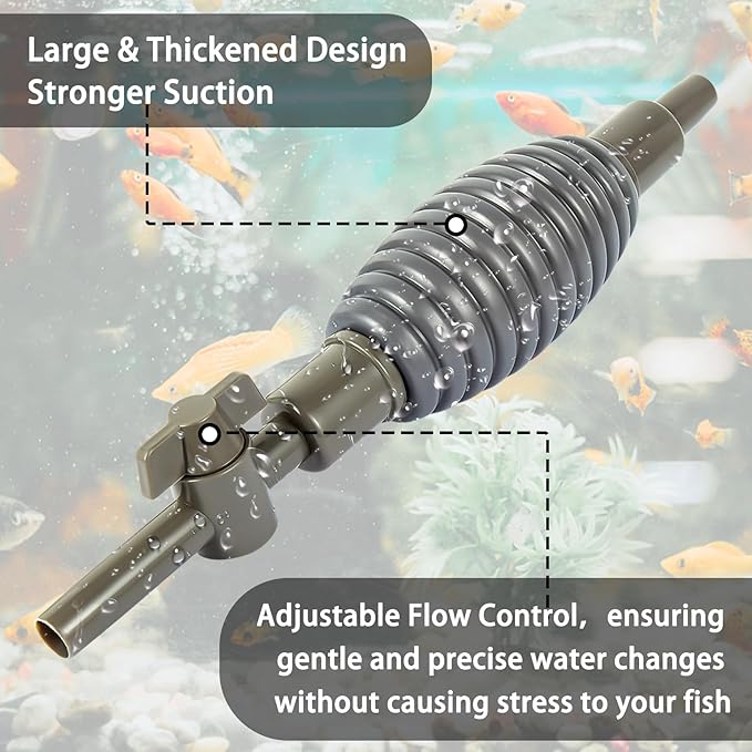 Ponpon Aquarium Siphon Vacuum Cleaner for Gravel and Sand, Fish Tank Vacuum Gravel Cleaner, Manually Fish Tank Water Changer Ponpon