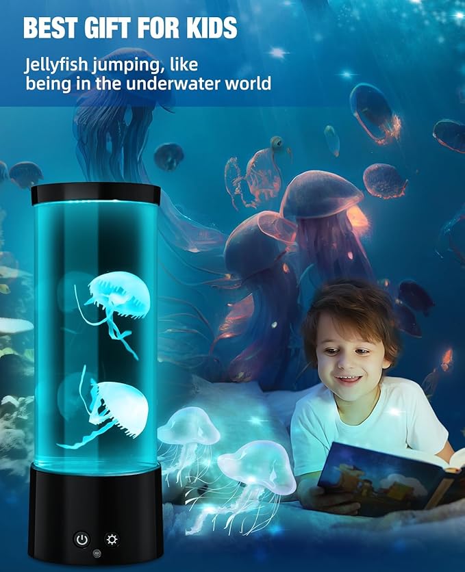 Jellyfish Lamp, Jellyfish Aquarium Lamp with 17 Light Effects - Table Lamp Night Light Mood Lamp with Remote, Jelly Fish Tank Aquarium for Living Room, Christmas Birthday Gifts for Kids GuardWee