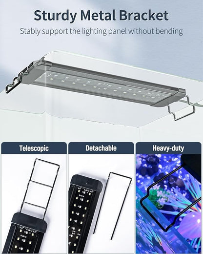 Pawfly 11W Aquarium LED Light for 12 to 18 Inch Fish Tanks Extendable Fish Tank Light with Full Spectrum Brilliant White Blue Red Lights with Daytime & Night Modes and Adjustable Brightness Pawfly