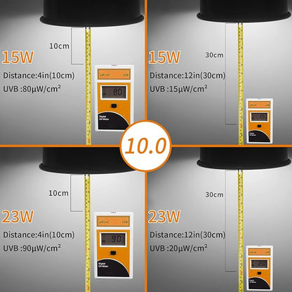 UVA UVB Reptile Light 15W 10.0,Desert Terrarium Compact Fluorescent Lamp,UVB Reptile Light Bulb for Snake,Spider,Bearded Dragon REPTIHOME