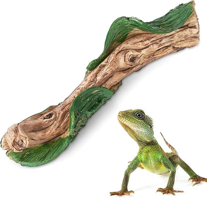 Lifelike Resin Climbing Branch Decor for Reptile Terrarium, Reptile Vivarium Habitat Decoration for Bearded Dragons, Geckos, Lizards, Snakes, 7.8 Inch ECKPO