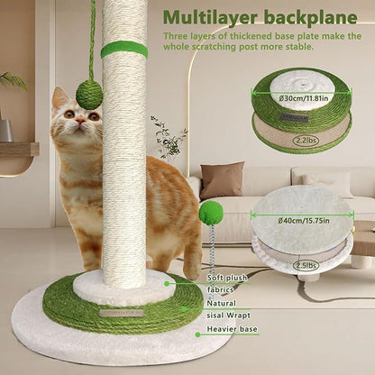 Cat Scratching Post 38" Tall Scratching Post for Indoor Cats Cat Scratcher Cat Tree Wrapped Sisal Rope Large Cat Scratching Post Cute Cat Scratching with Interactive Dangling Balls and Spring Ball - PAWPICO