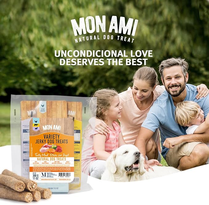 Mon Ami Variety Dog Treats Meat Sticks for Dogs with Farm Fresh Vegetables – Human Grade Dog Treats with Superfoods - Training Treats for Dogs - Healthy Dog Treats for Small, Medium and Large Dogs - PAWPICO