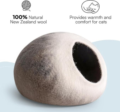 Cat Cave Bed -Handmade Wool Cat Bed Cave, Cat Bed Cat House, Felt Cat Caves for Indoor Cats and Kittens - PAWPICO