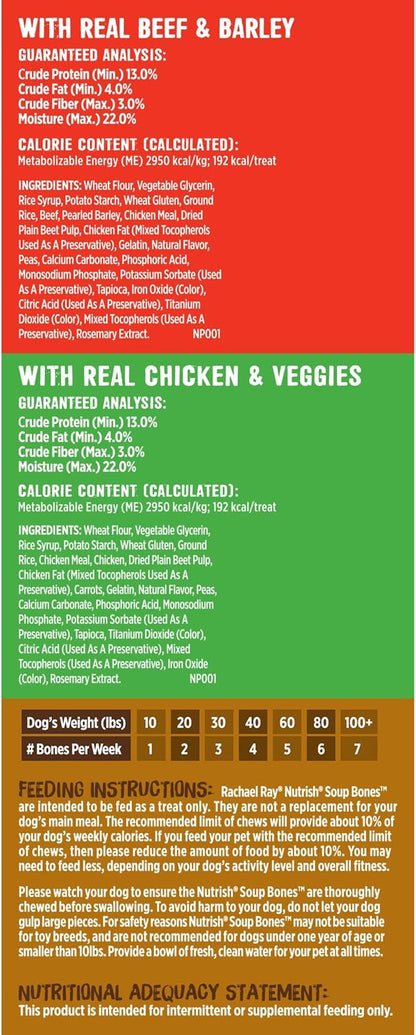 Rachael Ray Nutrish Soup Bones Long Lasting Dog Chews Variety Pack, 22 Count (Pack of 1) - PAWPICO