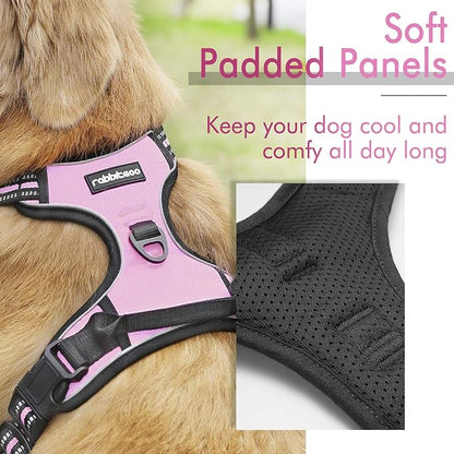 rabbitgoo Dog Harness, No-Pull Pet Harness with 2 Leash Clips, Adjustable Soft Padded Dog Vest, Reflective No-Choke Pet Oxford Vest with Easy Control Handle for Small Dogs, Pink, S - PAWPICO