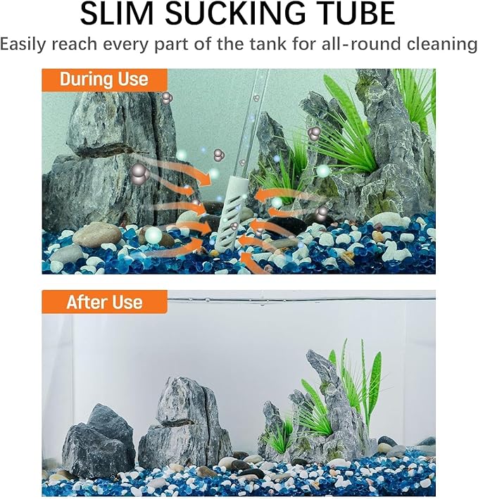 Bubble Magus M-Beans Aquarium Cleaning Kit 10 Gallon Gravel Vacuum & Water Changer Siphon, Long Hose Brush Pad, Ideal for 5-10 Gallon Tanks, Fish Tank Accessories Gravel Vacuum for Aquarium Kit Bubble-magus