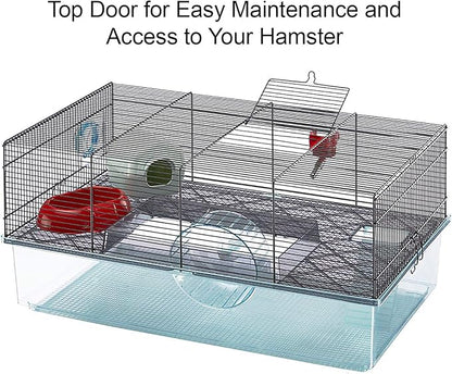 Ferplast Favola Hamster Cage Includes Free Water Bottle, Exercise Wheel, Food Dish & Hamster Hide-Out Large Hamster Cage Measures 23.6L x 14.4W x 11.8H-Inches Ferplast