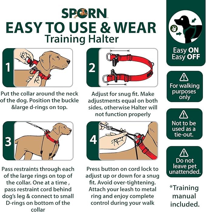 Sporn Original Training Halter, No Pull Dog Harness for Large Dogs with Blue Padded Sherpa Sleeves, Breathable Large Dog Harness No Pull, Provides to All Large Sized Breeds Sporn