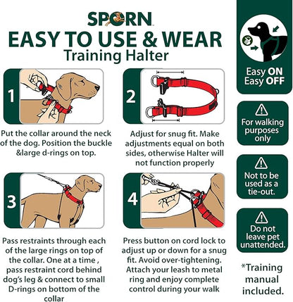 Sporn Original Training Halter, No Pull Harness Medium Size Dog with Black Padded Sherpa Sleeves, Breathable No Pull Dog Harness Medium Sized Dog, Provides to All Medium Sized Breeds Sporn