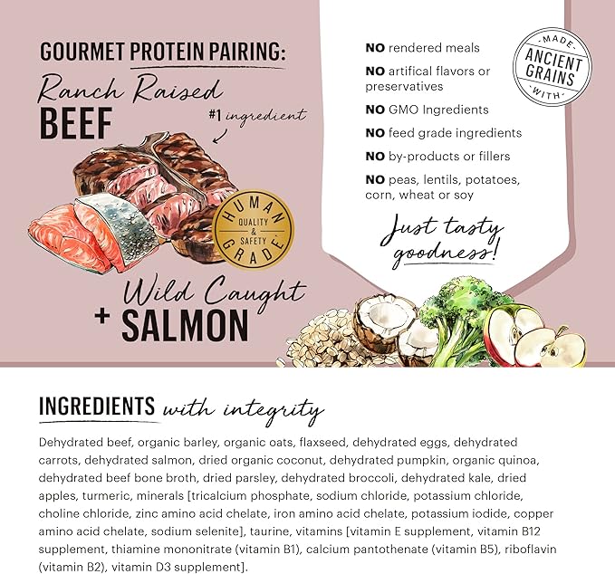 The Honest Kitchen Gourmet Grains Beef & Salmon Recipe Dehydrated Dog Food, 4 lb box - PAWPICO