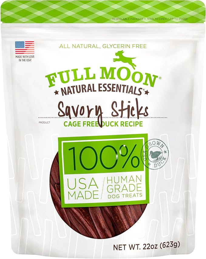 Full Moon All Natural Human Grade Dog Treats, Essential Duck Savory Sticks 22.0 oz - PAWPICO