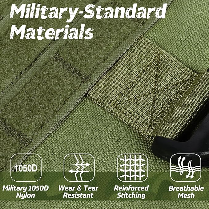 rabbitgoo Tactical Dog Harness for Small, Heavy Duty Pet Harness with Handle, No-Pull Service Vest Small Breed, Adjustable Military Dog Vest for Training Hunting Walking, Green, S rabbitgoo