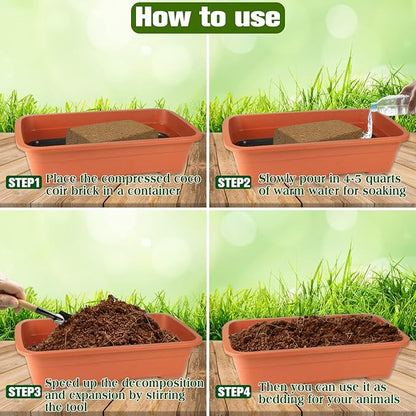 ZeeDix 2Pcs Compressed Coconut Fiber Substrate, 100% Organic Coco Coir Fiber Brick Substrate Fluffy Bearded Dragon Tortoise Snake Terrarium Substrate Loose Natural Husk Terrarium Bedding for Reptiles ZeeDix