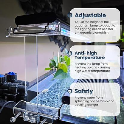Adjustable Aquarium Light Riser for Rimmed Tanks, Aquarium Light Stand, Clear Acrylic Aquarium LED Light Holder Bracket for Small Rims Fish Tank Thickness Within 0.78 Inches-2 PCS WooFog
