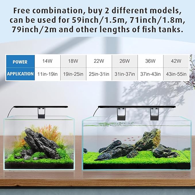 hygger Clip On Full Spectrum Aquarium LED Light, 42W Day-Night Dual Timer Sunrise-Day-Sunset-Moon Fish Tank Light, Adjustable Timer Brightness with 9 Colors for Planted Tank hygger