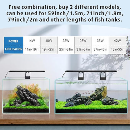 hygger Clip On Full Spectrum Aquarium LED Light, 18W Day-Night Dual Timer Sunrise-Day-Sunset-Moon Fish Tank Light, Adjustable Timer Brightness with 9 Colors for Planted Tank hygger