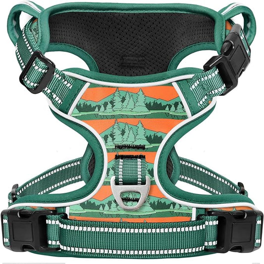 Timos No Pull Dog Harness,No Choke Front Clip Dog Reflective Harness,Adjustable Soft Padded Pet Vest with Easy Control Handle for Medium Dogs,Wilderness,M Timos