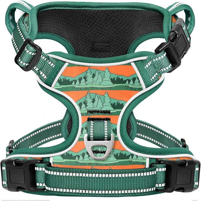 Timos No Pull Dog Harness,No Choke Front Clip Dog Reflective Harness,Adjustable Soft Padded Pet Vest with Easy Control Handle for X-Small Dogs,Wilderness,XS Timos