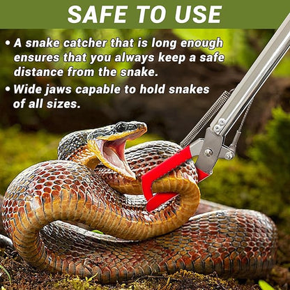 60" Professional Snake Tongs Heavy Duty Reptile Rattle Snake Catcher Wide Jaw Handling Tool Stainless Steel Collapsible Grabber Outdoor Catch Tool with Non-Slip Grip Handle (60inch/150cm) COYXiCE