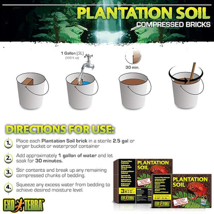 Exo Terra Plantation Soil, 8 Qt (8.8 L) - 100% Natural Terrarium Substrate | Increases Humidity, Stimulates Digging & Burrowing | Ideal for Natural Terrarium Setups & Live Plants ExoTerra