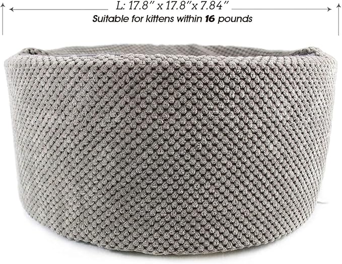 Winsterch Large Washable Warming Cat Bed House, Round Soft Cat Beds,Pet Sofa Bed, Small Pet Beds (17.8 x 17.8 x 7.84 in) - PAWPICO