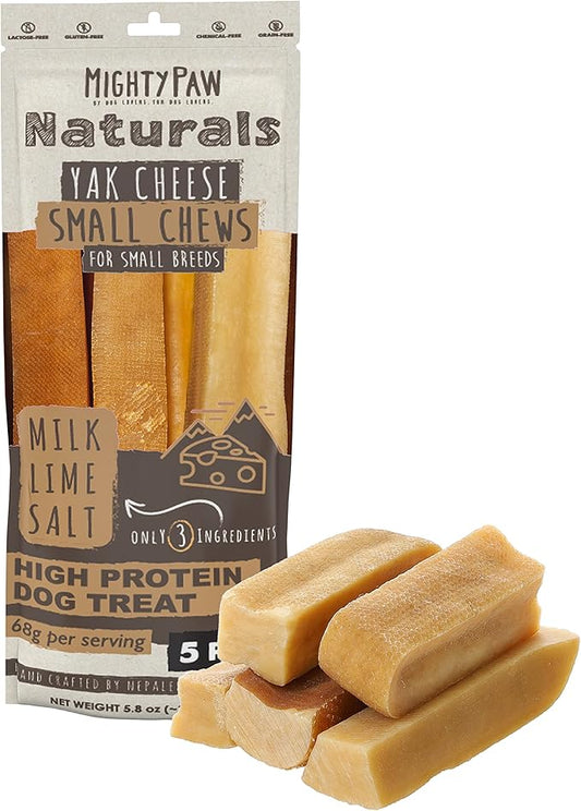 Mighty Paw Yak Cheese Chews for Dogs | All-Natural Long Lasting Pet Treats. Odorless and Great for Oral Health. Limited-Ingredient Chews for Puppies & Power-Chewers (Small, 5 Pack) - PAWPICO