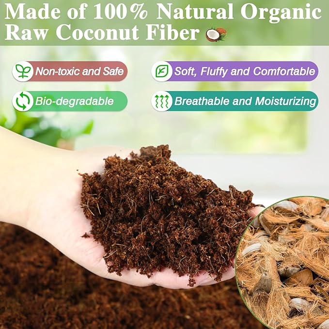 ZeeDix 10LB Compressed Coconut Fiber Substrate, 100% Organic Coco Coir Fiber Brick Husk Substrate Bedding for Reptiles, Geckos, Lizards, Tortoises, Ball Python, Frogs ZeeDix