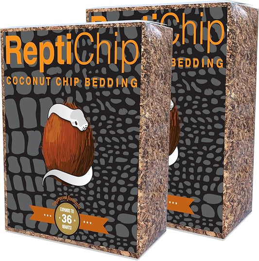 ReptiChip Reptile Bedding Loose Coconut Chip 36 Quart 2 Pack Coco Husk Substrate Mulch for Snake Habitat, Ball Python Terrarium, Turtle Tanks, Tortoise Enclosure ReptiChipPremiumSubstrate