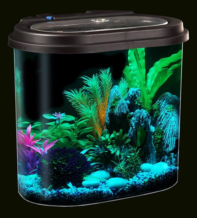 Koller Products AquaView 4.5-Gallon Aquarium Starter Kit with Full Filtration and LED Lighting (7 Dazzling Color Selection), Ideal for a Variety of Tropical Fish DISCOVERTHEEXCITINGWORLDOFKEEPINGTROPICALFISH