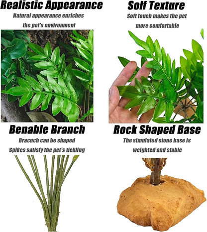 Woyrise Reptile Artificial Plants for Terrarium Decor, Amphibian Habitat Decorations Bearded Dragon Tank Accessories fit Crested Gecko Leopard Lizard Chameleon Ball Python Snake Frog - Fake Osmunda Woyrise