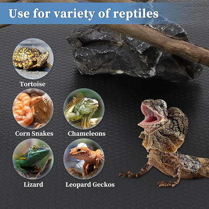 Reptile Mat, Reptile Carpet, EVA Reptile Liner, Waterproof Terrarium Mat, Leopard Gecko Reptile Mat, Lizard Tortoise Tank Accessories, Black, 118.11" L x 17.52" W CAPASTEC