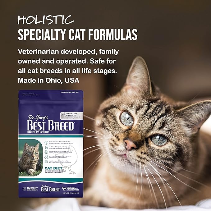 Best Breed Dr. Gary's Cat Diet Slow-Cooked in USA [Natural Dry Cat Food for All Ages] - 24lbs.,Dark Brown - PAWPICO