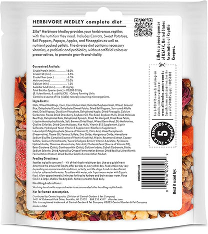 Zilla Pet Reptile Herbivore Food Medley Diet, 4 oz Zilla