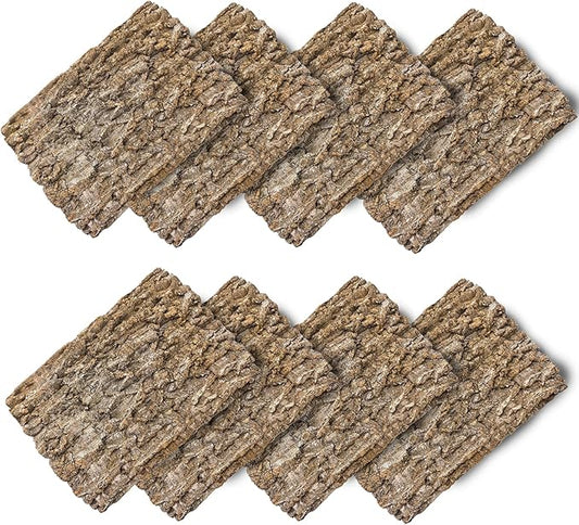 8PCS Cork Terrarium Background 15.7x11.8in Natural Large Cork Bark Backdrop Reptile Climbing Mat Tank Habitat Decor for Spider Lizard Chamelon Turtle Beared Dragon Hamiledyi